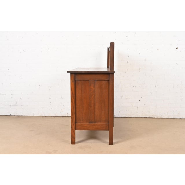 Stickley Brothers Antique Mission Oak Arts & Crafts Sideboard or Bar Cabinet, Circa 1900 For Sale - Image 9 of 12