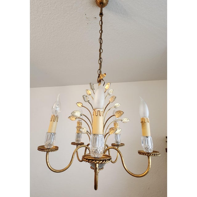 Vintage Five-Arm Florentine Chandelier, 1960s For Sale - Image 4 of 18