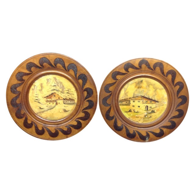 Mid Century Hand Made Wood Chargers - Two For Sale