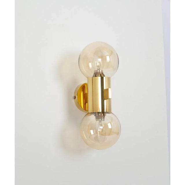 Brass and Smoked Glass Sconces in the style of Sciolari, Germany, 1970s, Set of 2 For Sale - Image 4 of 9