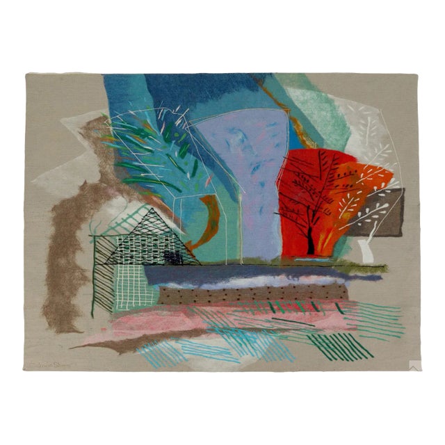 Large 1990s Calman Shemi Tropical Gardens Tapestry - 65 X 67 In For Sale