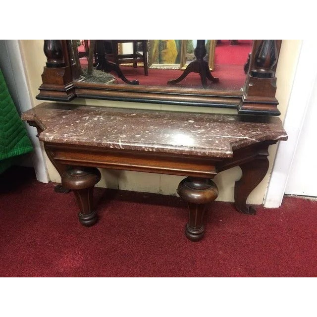 Antique Pier Mirror, Victorian Pier Mirror Walnut, Marble Base, Antique Mirror, Large, Walnut For Sale - Image 4 of 6