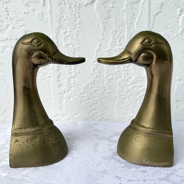 Vintage Mid Century Brass Duck Bookends - A Pair For Sale - Image 4 of 6
