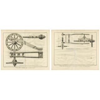 Spanish Captains Carriage and Mechanism, 1700s, Paper, Set of 2 For Sale
