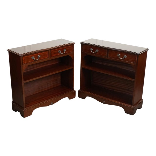 Mahogany Open Dwarf Library Bookcases with Adjustable Shelves For Sale