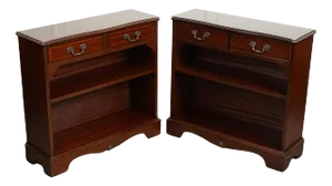Mahogany Open Dwarf Library Bookcases with Adjustable Shelves