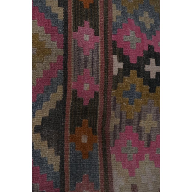 Hot Pink Mid 20th Century Vintage Turkish Kilim Runner 2'6'' X 12'2'' For Sale - Image 8 of 11