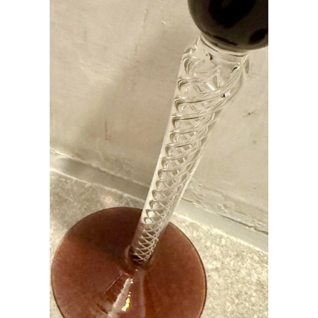 Blenko Rare Vintage Mid-Century Bill Blenko Designed Art Glass Air Twist Amethyst Champagne Flutes- Set of 5 For Sale - Image 4 of 12