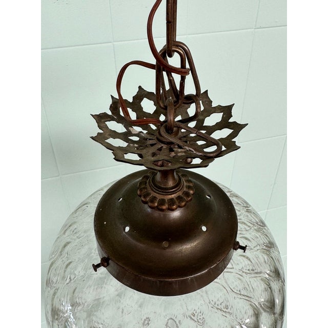 Gold Vintage Glass and Brass Lantern Chandelier, 1960s For Sale - Image 8 of 14