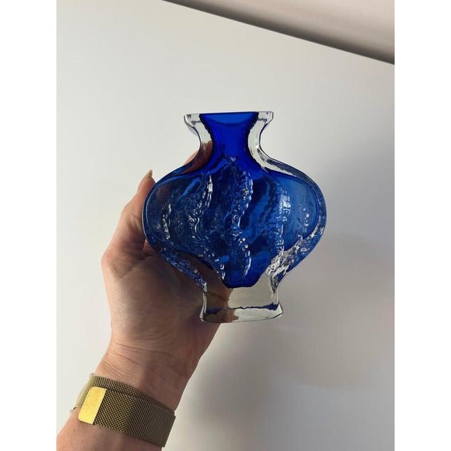 Blue Vase with Engraving by Ingrid Glas, 1960s For Sale - Image 6 of 11