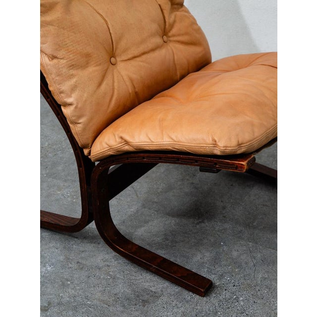 Tan Mid Century Danish Modern Lounge Chair Tan Leather Attributed to Ingmar Relling Westnofa MCM For Sale - Image 8 of 12