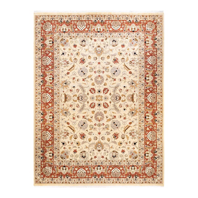 Mogul, One-of-a-Kind Hand-Knotted Area Rug in Ivory, 9' 1" x 12' 3" For Sale