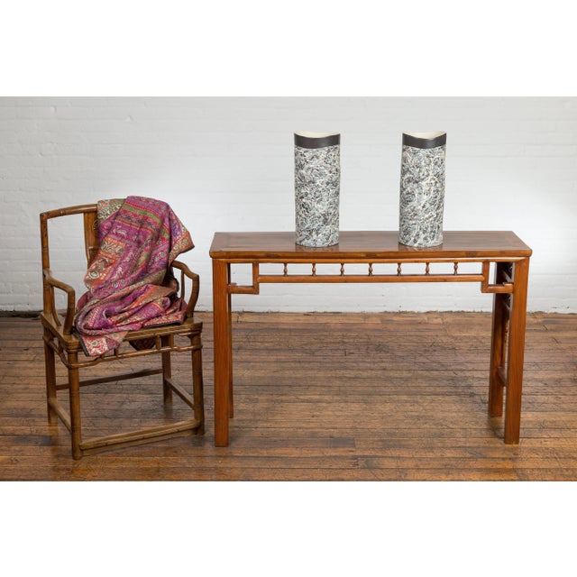 Asian Chinese Late Qing Dynasty Altar Console Table with Foliage Carved Apron For Sale - Image 3 of 13