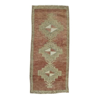 Turkish Mini Rug Oriental Hand Knotted Vintage Rug 1'6" x 3'6" #16507 For Sale