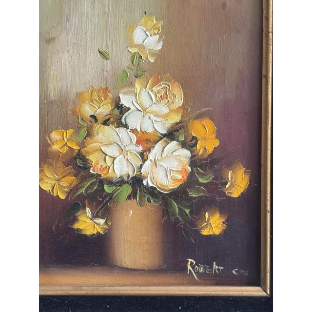 Vintage Robert Cox ( listed artist) Still Life Original Oil Painting "Yellow Roses". He was born on July 14th, 1934 in Mt...