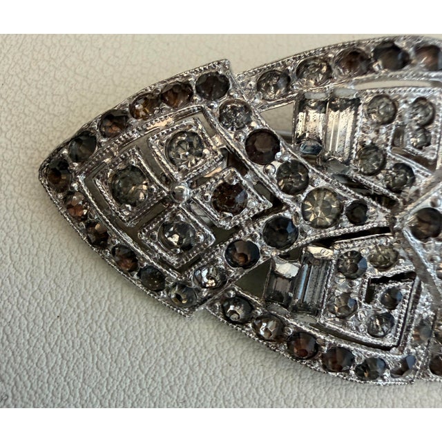 Vintage Coro Duette Art Deco rhodium plated double dress and shoe clip brooch, circa 1930s, designed in a symmetrical...