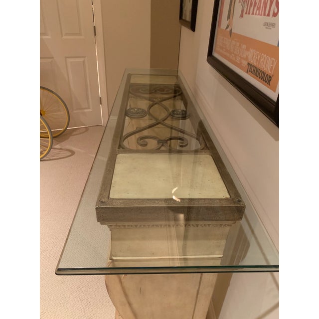 Stone Base With Glass Top Console Table Chairish