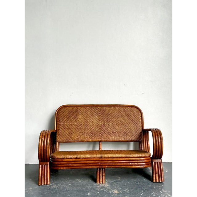 Vintage Woven Rattan Loveseat For Sale - Image 14 of 18