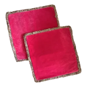 Custom Designer Pink Velvet Euro Sham Pillow Covers - a Pair