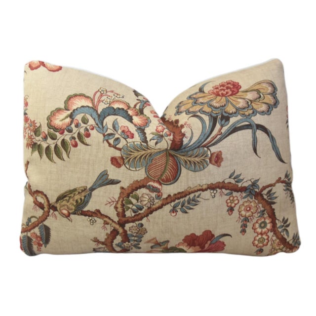 Lee Jofa Designer Lee Jofa Botanical Floral & Birds Feather/Down Pillow For Sale - Image 4 of 6