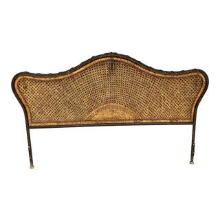 Metal and Wicker Caned King Headboard For Sale