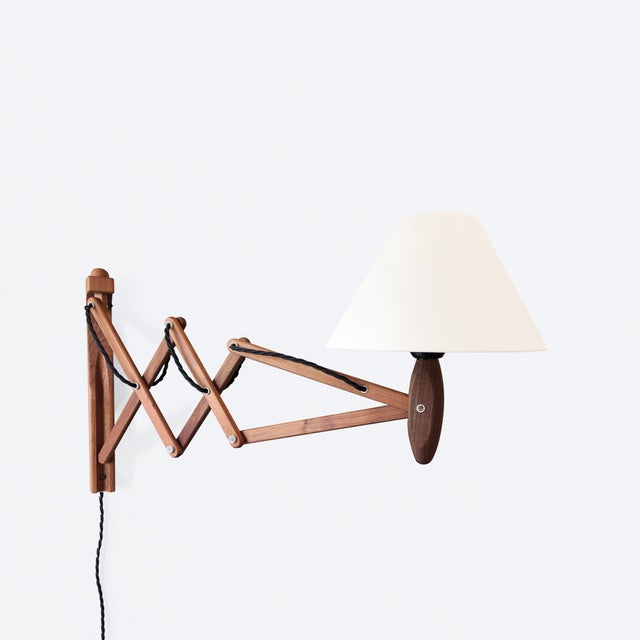 Brown Small Scissor Concertina Wall Lamp by Erik Hansen, 1960s For Sale - Image 8 of 8