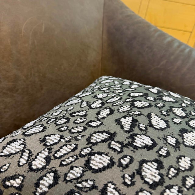 Woven Monochrome Leopard Motif Cushion Cover For Sale - Image 10 of 14