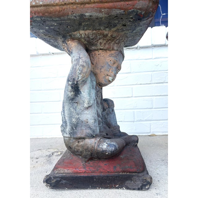 Vintage Cast Cement Figural Putti Garden Stools- A Pair For Sale - Image 11 of 18