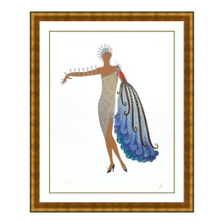 1984 Diva II Art Deco Tan Embossed Serigraph Erté For Sale