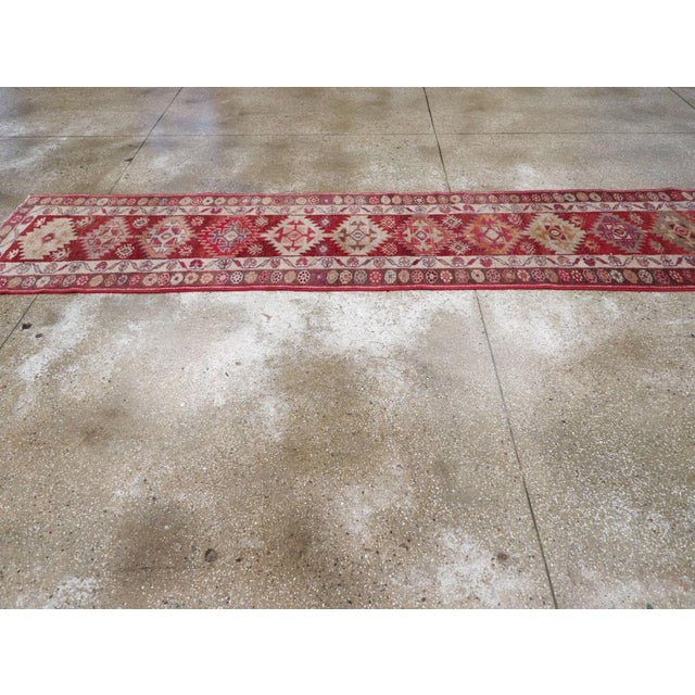 Galerie Shabab Collection Tribal Mid-20th Century Handmade Turkish Anatolian Runner For Sale - Image 4 of 8