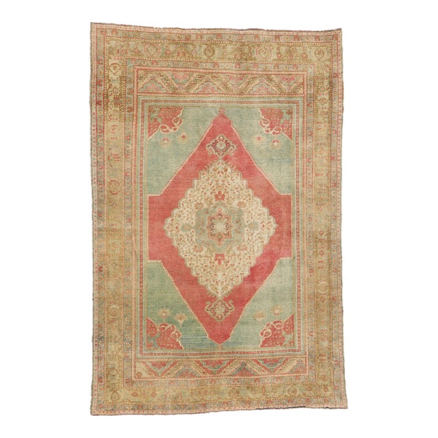Vintage Turkish Oushak Rug - 06'03 X 09'08 For Sale