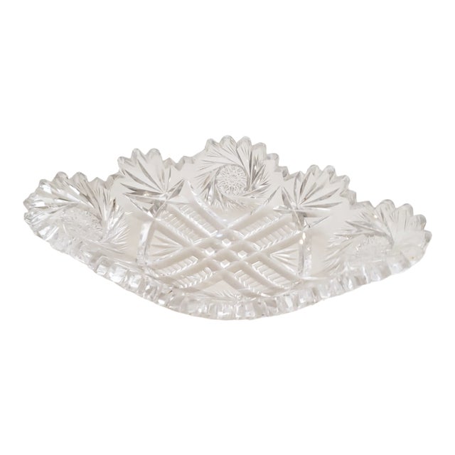 1930s Vintage Decorative Cut Style Crystal Dish For Sale