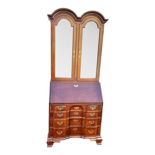 Late 20th Century Cherry Blockfront Secretary Desk For Sale