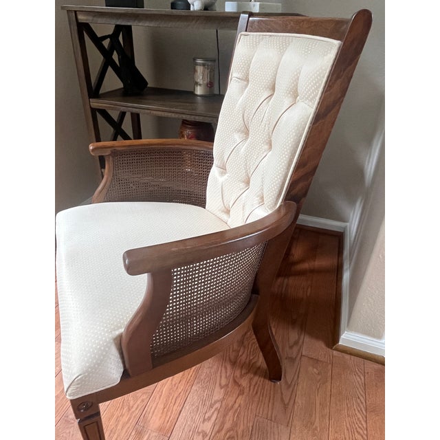 French Provincial Vintage French Provincial/Hollywood Regency Cane Barrel Chair For Sale - Image 3 of 5