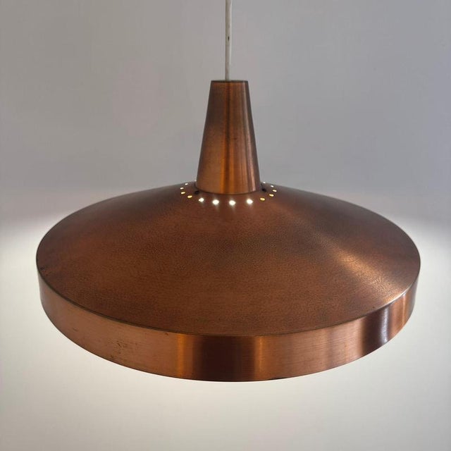 Copper Vintage Danish Pendant Lamp in Copper, 1960s For Sale - Image 8 of 10