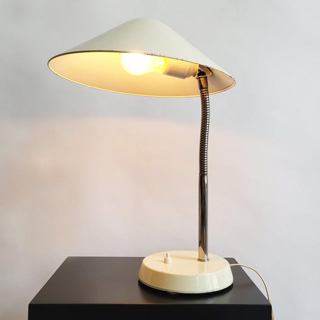 Cream Mid-Century Austrian Table Lamp by Rupert Nikoll, 1960s For Sale - Image 8 of 8