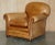 Victorian Comfortable Pair of Antique Chesterfield Victorian Brown Leather Club Armchairs For Sale - Image 3 of 17