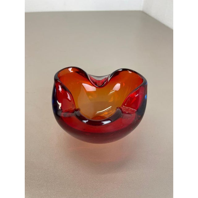Glass Red Murano Glass Bowl or Ashtray, Italy, 1970s For Sale - Image 7 of 18