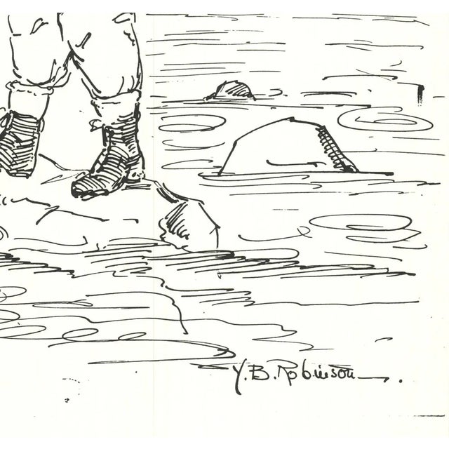 Late 20th Century Y.b.r Fisherman Lithograph For Sale - Image 4 of 4