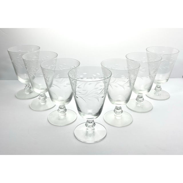 American 1950s American Fostoria “Bridal Wreath” Juice Glasses - Set of 7 For Sale - Image 3 of 6