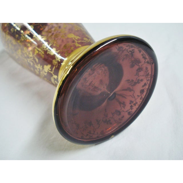 Murano Vecchia Murano Amethyst Glass Gold Flowers 9.5" Purple Bud Vase Kohler For Sale - Image 4 of 5