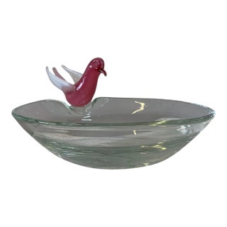 Vintage Barbini Murano Glass Bird Bath Bowl For Sale