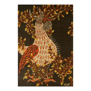 Vintage Signed Jean Lurçat Tapestry With Pictorial Rooster Design - Rug & Kilim For Sale