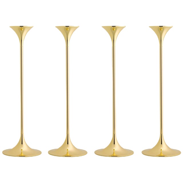 Jazz Candleholders in Steel with Brass Plating by Max Brüel for Karakter, Set of 4 For Sale