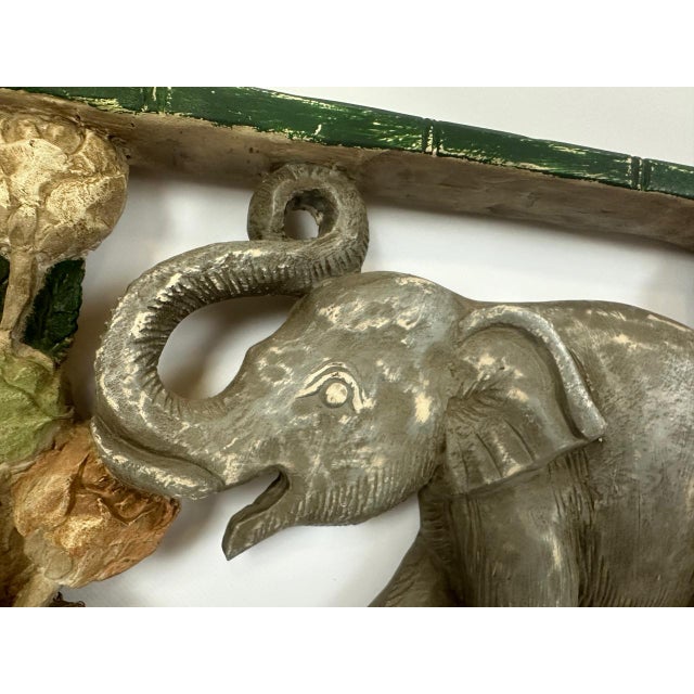 Thai Hand-Painted Wooden Elephant Wall Relief, 1960s For Sale - Image 6 of 11