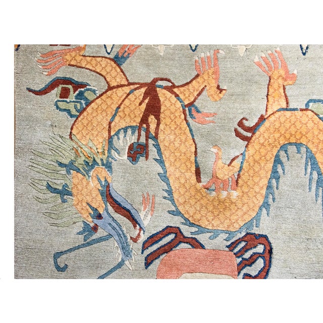 Vintage Tibetan Double-Dragon Rug For Sale - Image 9 of 15