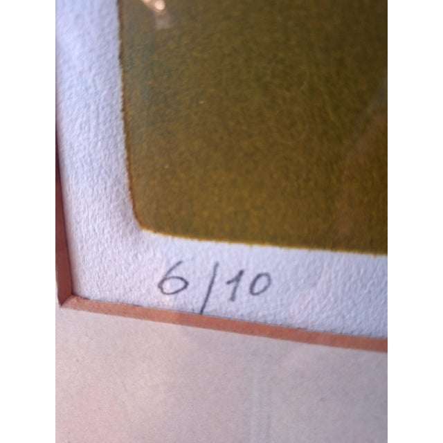 Framed lithograph created by Pavia artist Sandro Riboni in 1971. This is number 6 of 10. Original frame from the period....