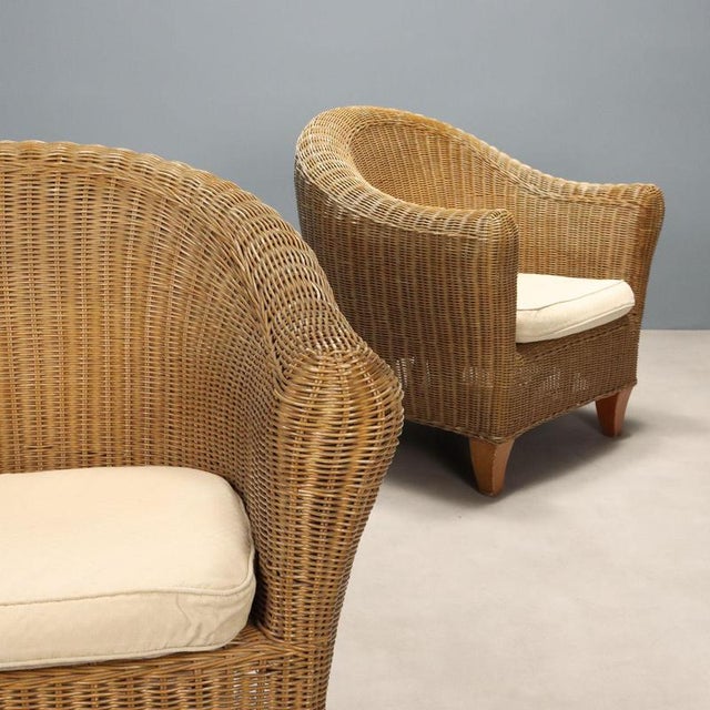 Vintage Armchairs in Wicker, Italy, 1960s-1970s, Set of 2 For Sale - Image 3 of 10
