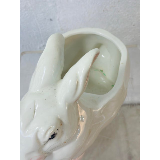 Vintage Ceramic Bunny Planter For Sale - Image 9 of 9