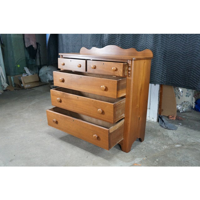 Antique American Victorian Empire Style Walnut Chest of Drawers Dresser 42" For Sale - Image 10 of 18